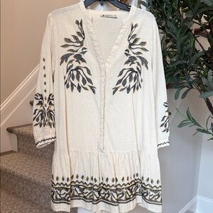 Embroidered Cream Tunic Dress